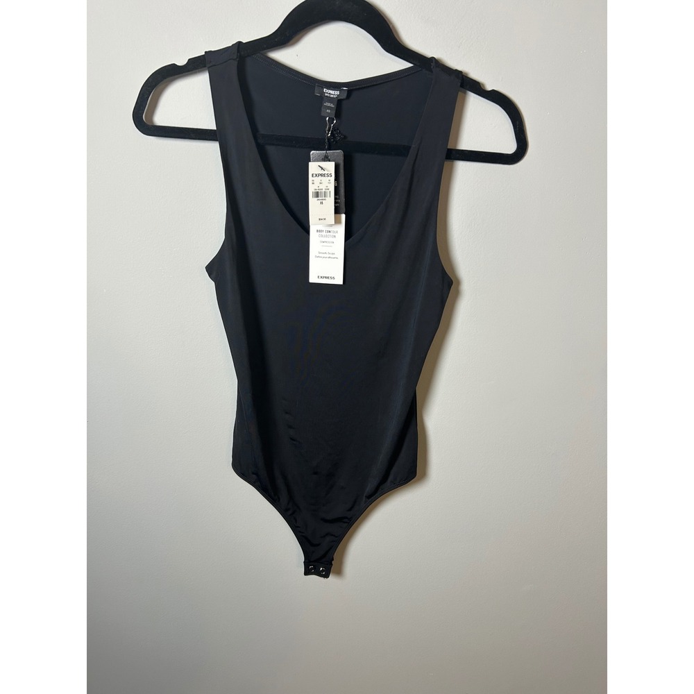 Express Body Contour V-Neck Compression Bodysuit Black XS New With Tags